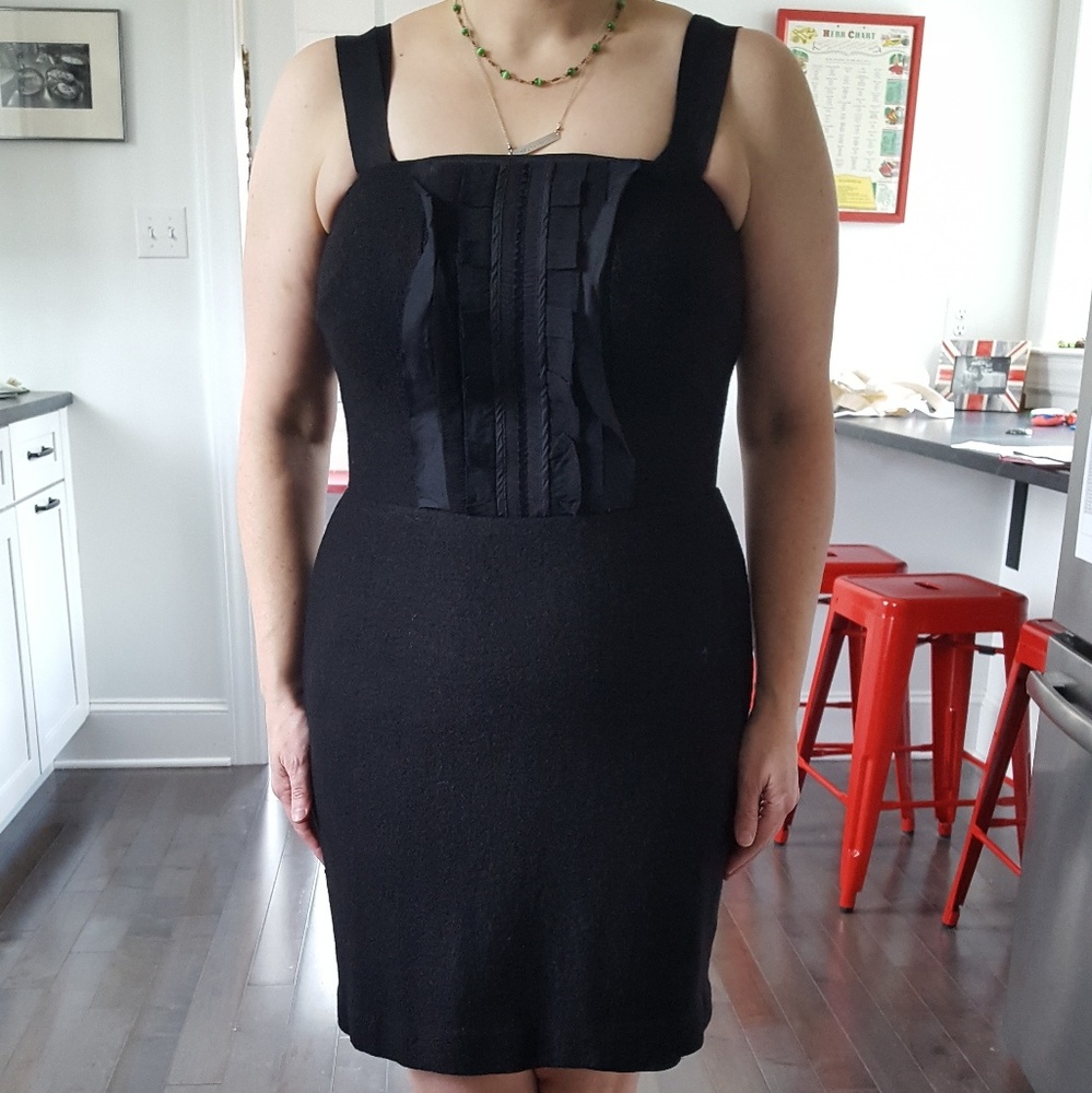 Banana Republic Black Wool Dress w/ Ribbon Straps